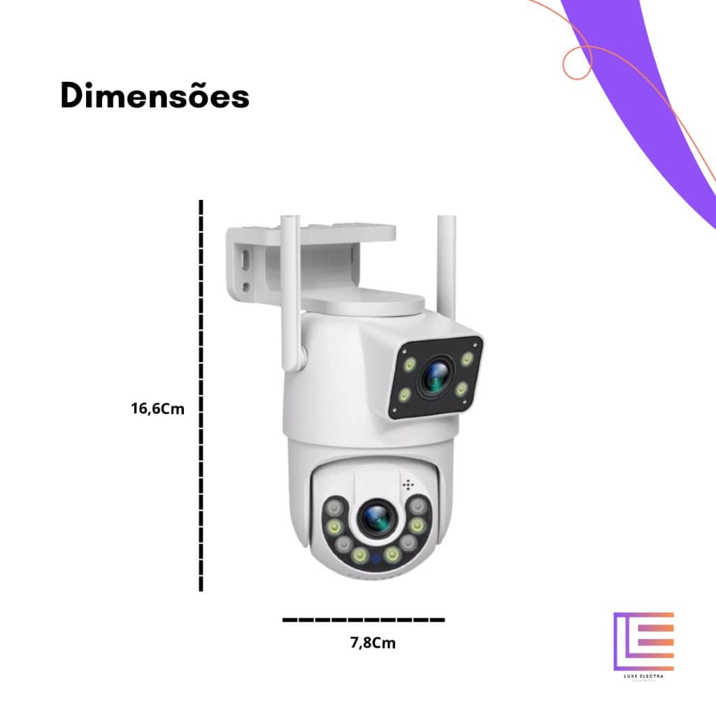 Camera View Dupla Preto 360° Detection Humana WiFi App Yoosee