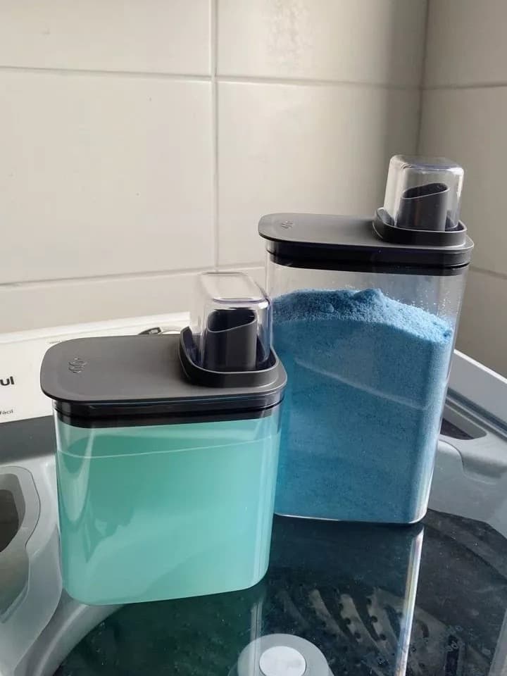 Kit Dispenser Organizador de Lavanderia Acrílico 2,3L + 1,5L