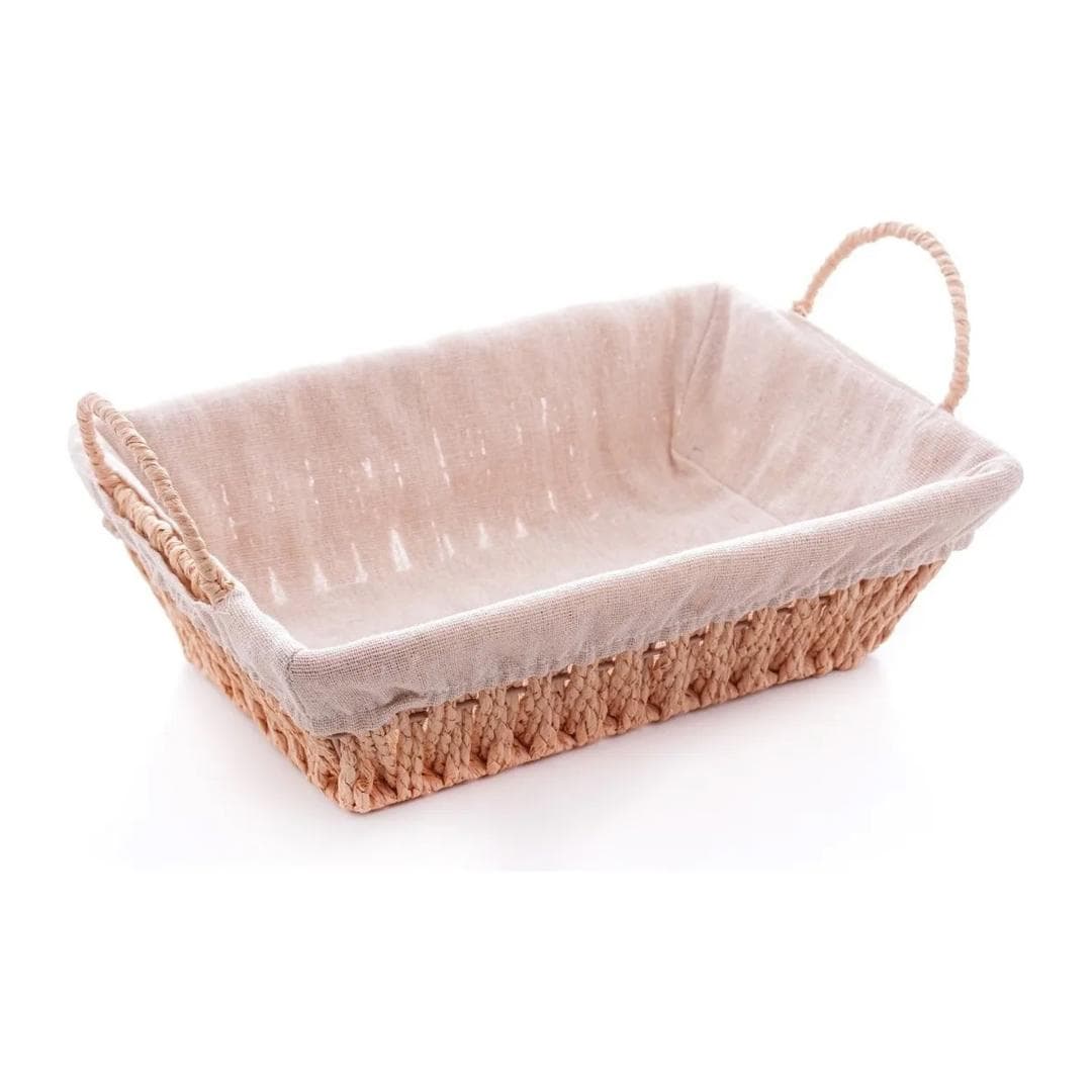 Cesta retangular com alça e forro em tecido Wolff 31x19x12cm