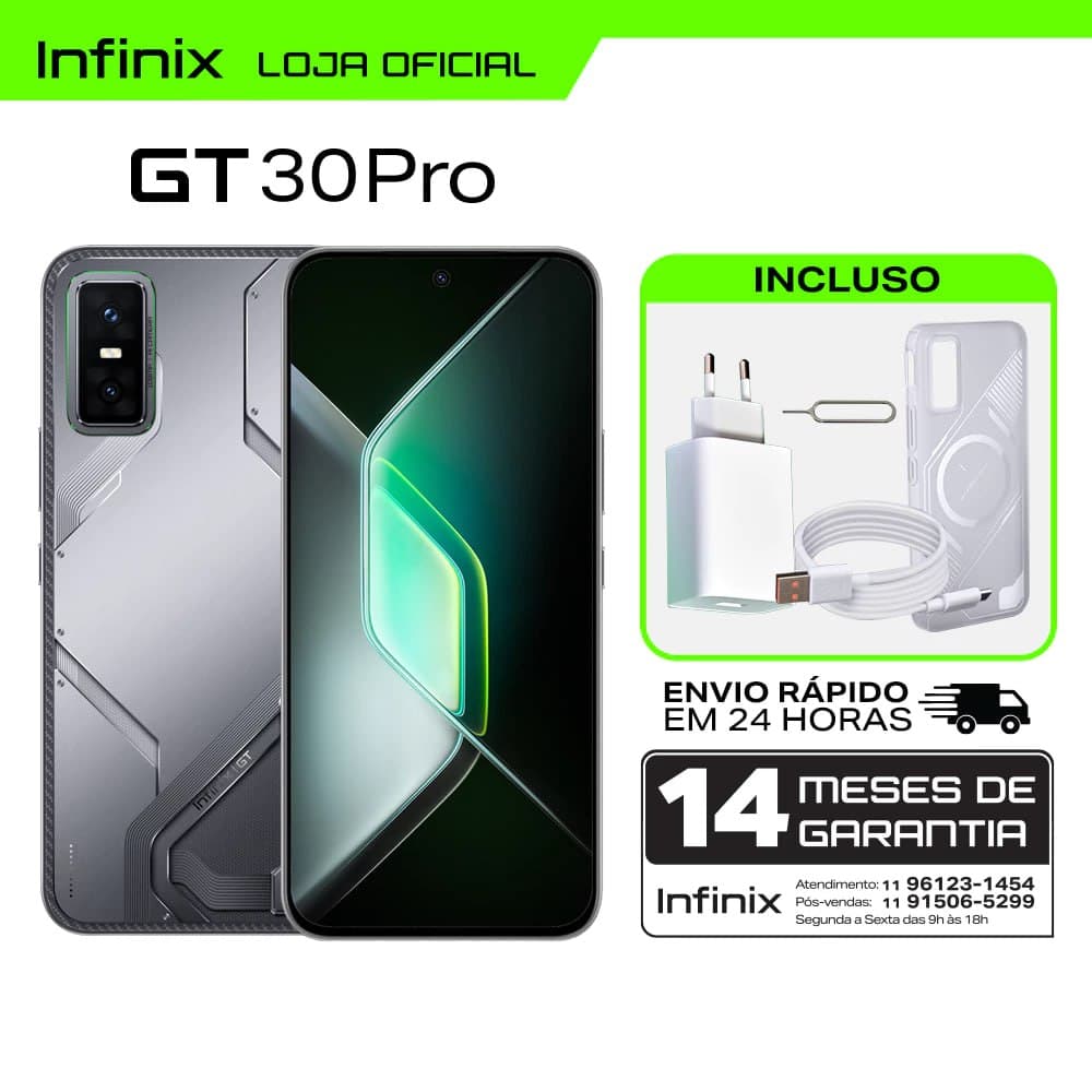 Celular Infinix GT 30 Pro 12GB+512GB — Até 24GB RAM Extendida — Dimensity 8350 Ultimate 108MP NFC