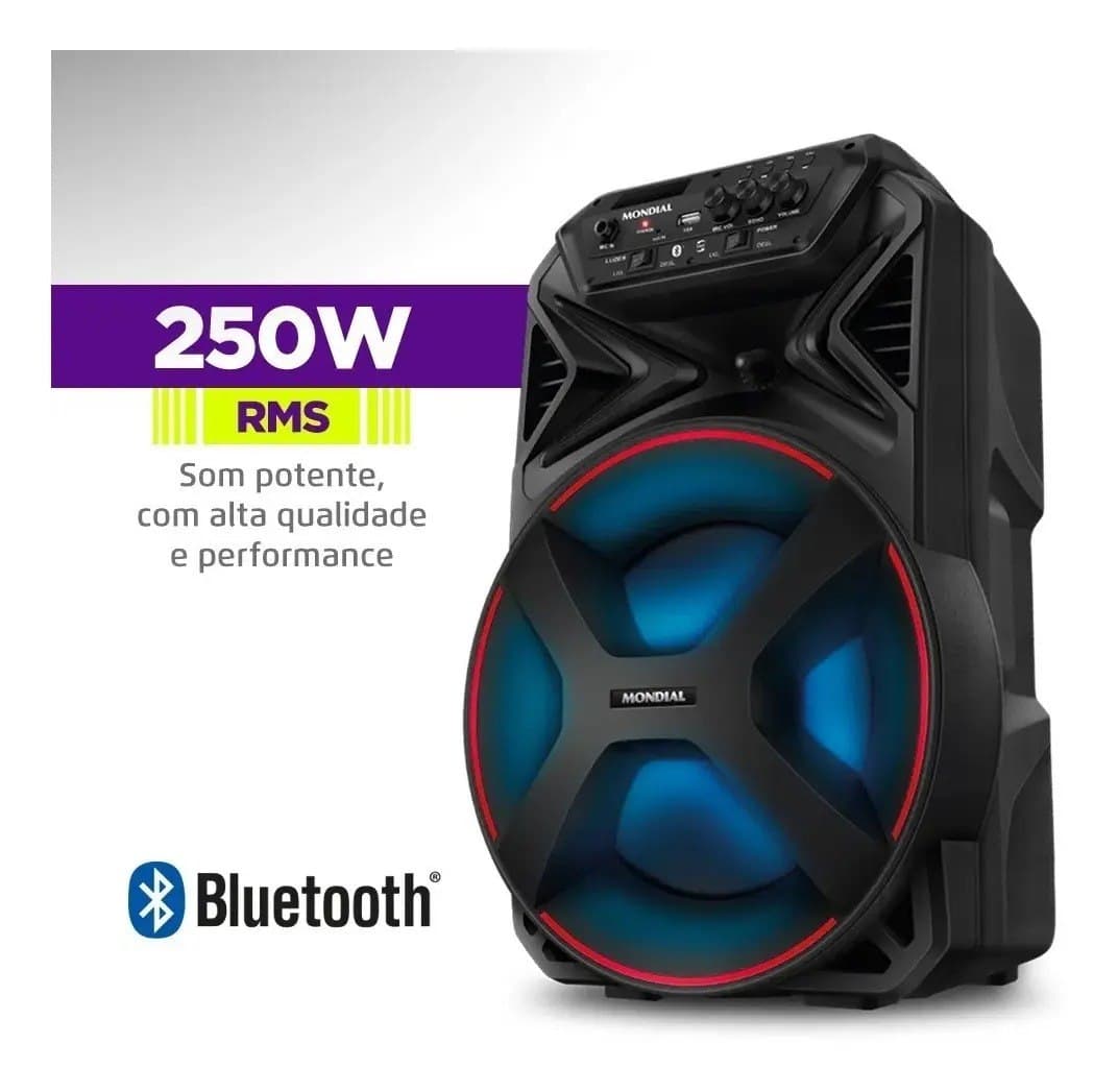 Caixa de Som Amplificada Bluetooth 250W Mondial CM250